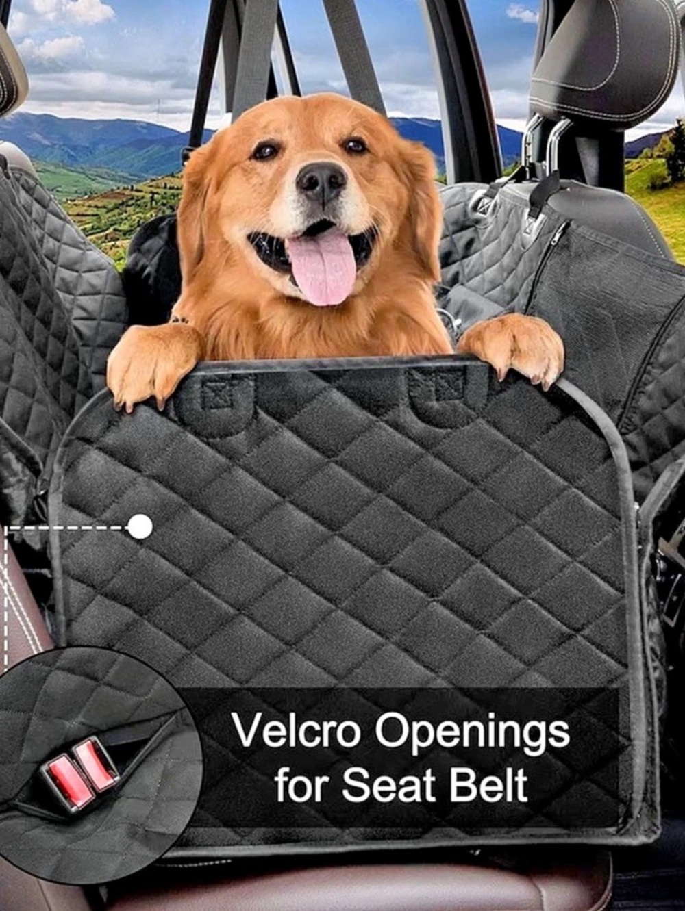 Dog Car Seat Cover / Waterproof / Back Seat / Hammock / Pet Protector / BLACK